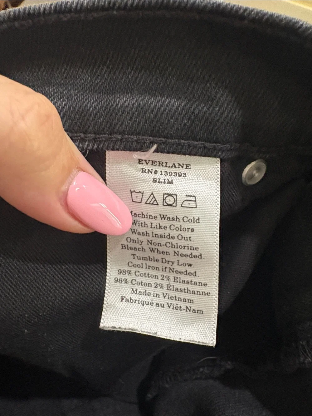 Everlane men’s selvedge slim fit stretch Black denim Jeans 139393 size  33/32